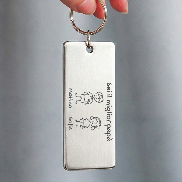 Portachiavi Familiare in Acciaio con Omini personalizzati