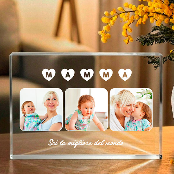 Targa a Blocco per la Mamma con Foto personalizzate