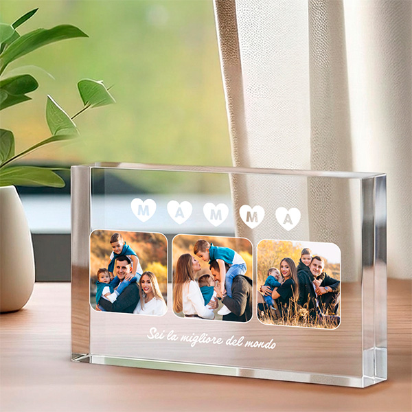 Targa a Blocco per la Mamma con Foto personalizzate