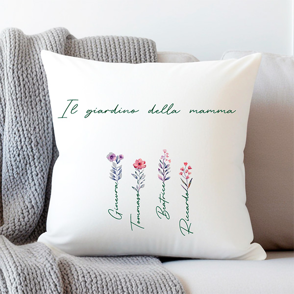 Cuscino Il Giardino della Mamma con Nomi personalizzati