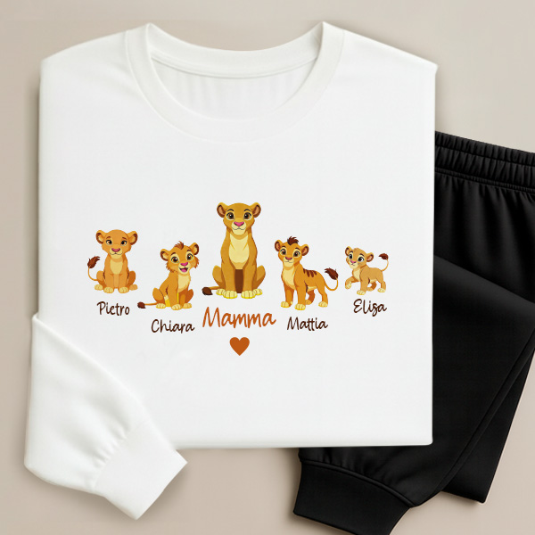 Pigiama Mamma con Leoncini e Nomi Personalizzati