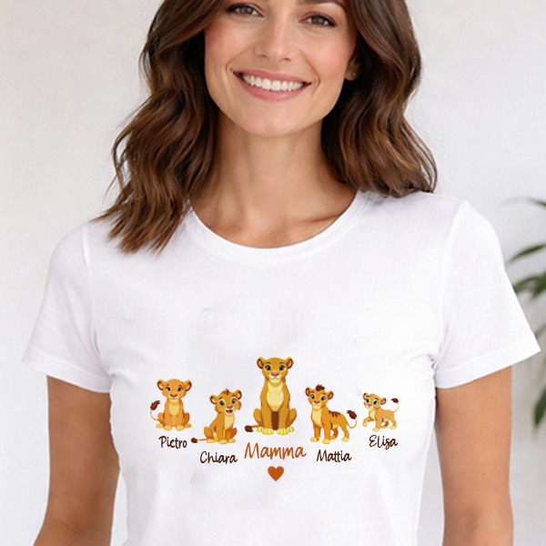 Pigiama Mamma con Leoncini e Nomi Personalizzati