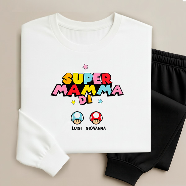 Pigiama Super Mamma con Nomi personalizzati