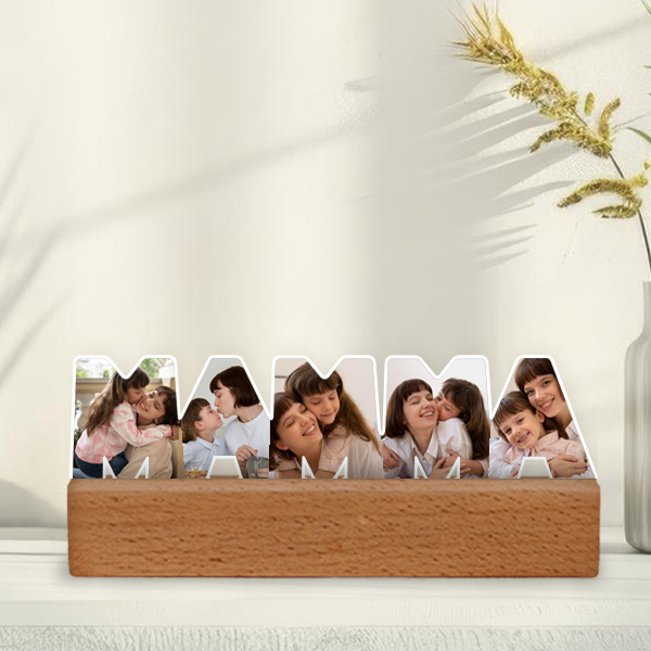 Targa Mamma con Base in Legno e Foto personalizzata