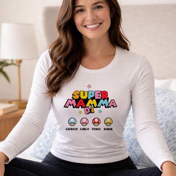 Pigiama Super Mamma con Nomi personalizzati