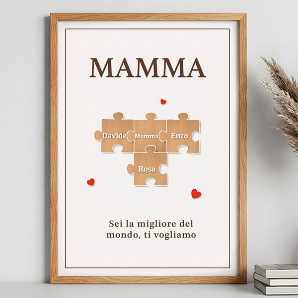 Poster Puzzle per la Mamma con Nomi personalizzati