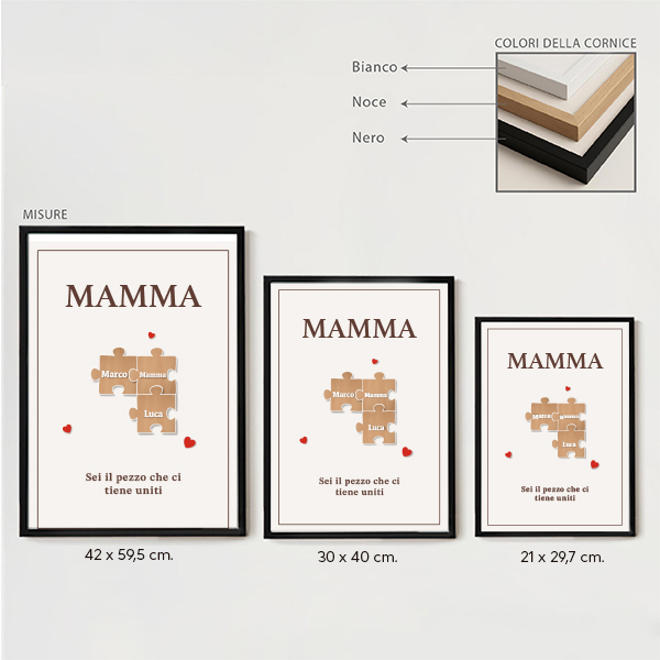 Poster Puzzle per la Mamma con Nomi personalizzati