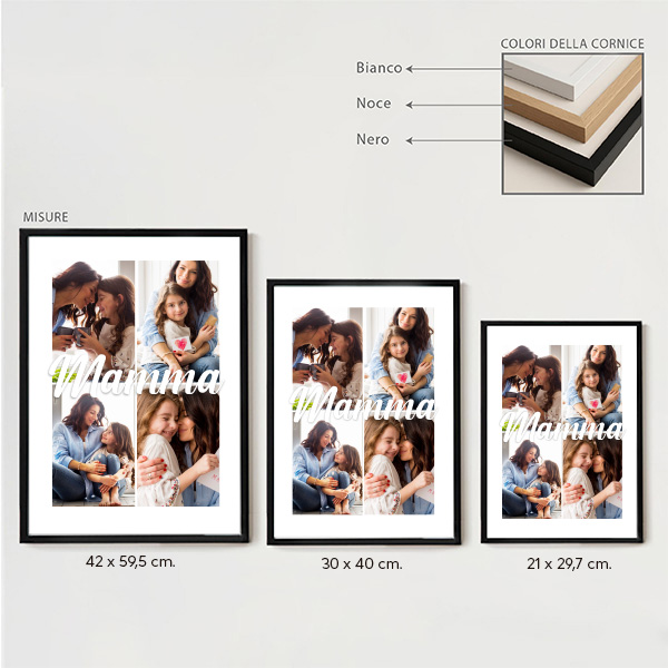 Poster per la Mamma con 4 Foto personalizzate