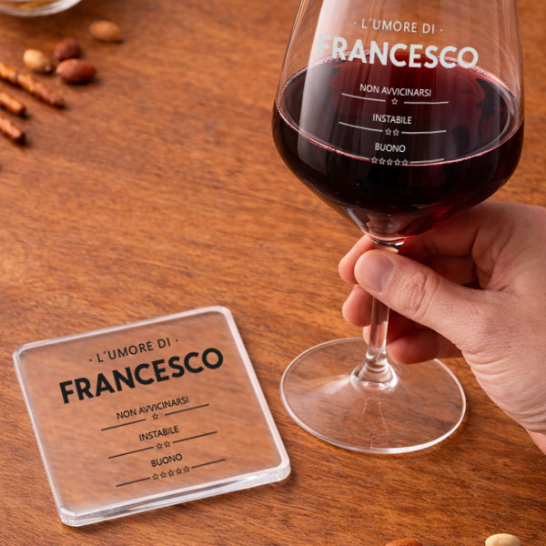 Calice da Vino "Umore di" con Nome e Testi Personalizzati