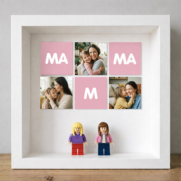 Quadro con Minifigure Lego Mamma con Cuore e Foto personalizzate