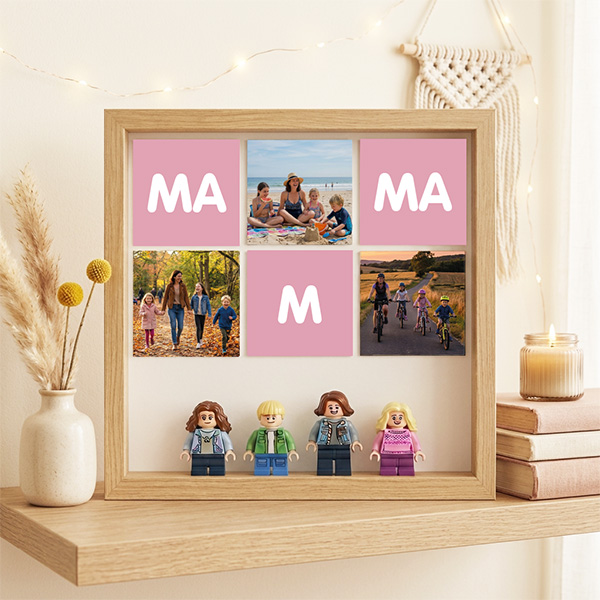 Quadro con Minifigure Lego Mamma con Cuore e Foto personalizzate
