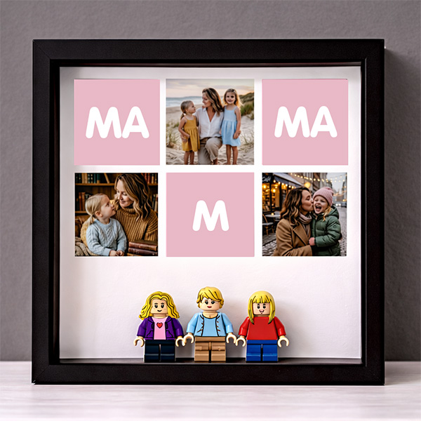Quadro con Minifigure Lego Mamma con Cuore e Foto personalizzate