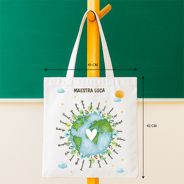 Tote Bag Pianeta per Insegnanti con Nomi personalizzati