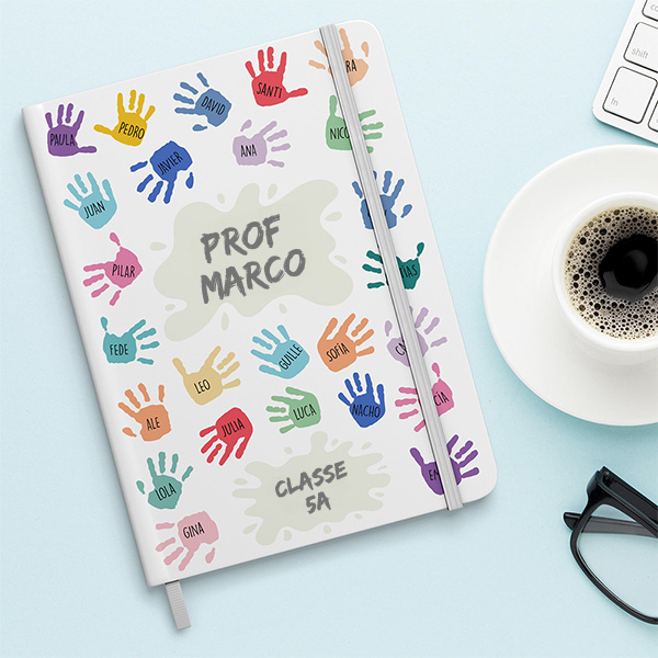Blocco Note Mani Colorate con Nomi e Testo personalizzato