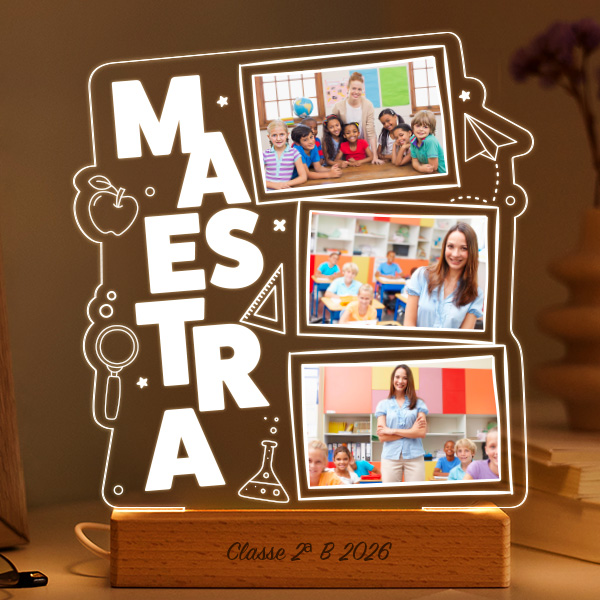 Lampada per Insegnante con 3 Foto personalizzate