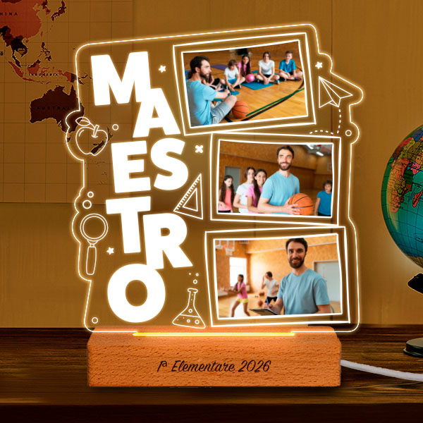 Lampada per Insegnante con 3 Foto personalizzate