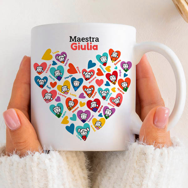 Tazza Cuori con Pupazzetti con Nomi personalizzata