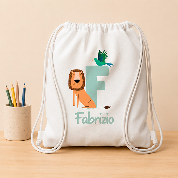 Zaino a Sacca Bambini con Iniziale Personalizzata