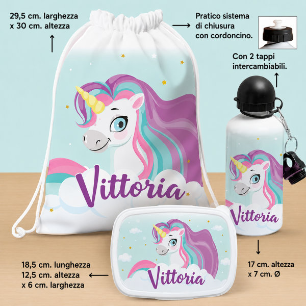 Set Scuola per Bambini Unicorno Personalizzato