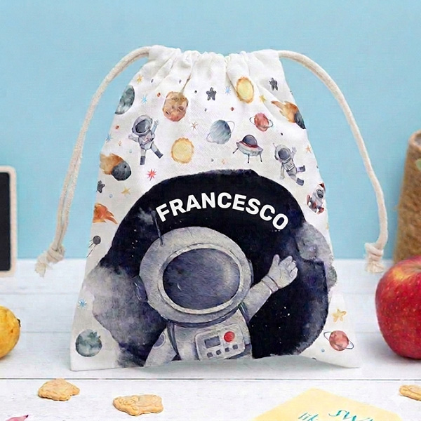 Sacchetto Porta Merenda per Bambini Astronauta nello Spazio Personalizzato