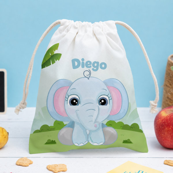 Sacchetto Porta Merenda per Bambini con Animali della Giungla personalizzato