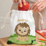 Miniatura di Sacchetto Porta Merenda per Bambini con Animali della Giungla personalizzato