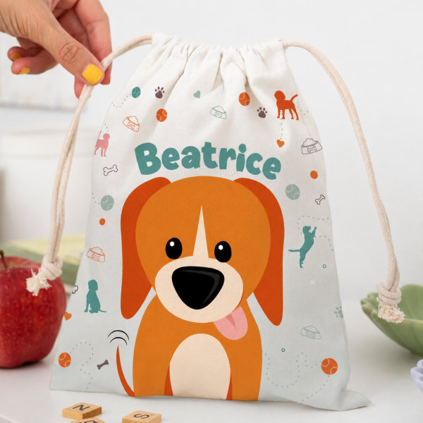 Sacchetto Porta Merenda per Bambini Animali Colorati Personalizzato