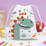 Miniatura di Sacchetto Porta Merenda per Bambini Animali Colorati Personalizzato