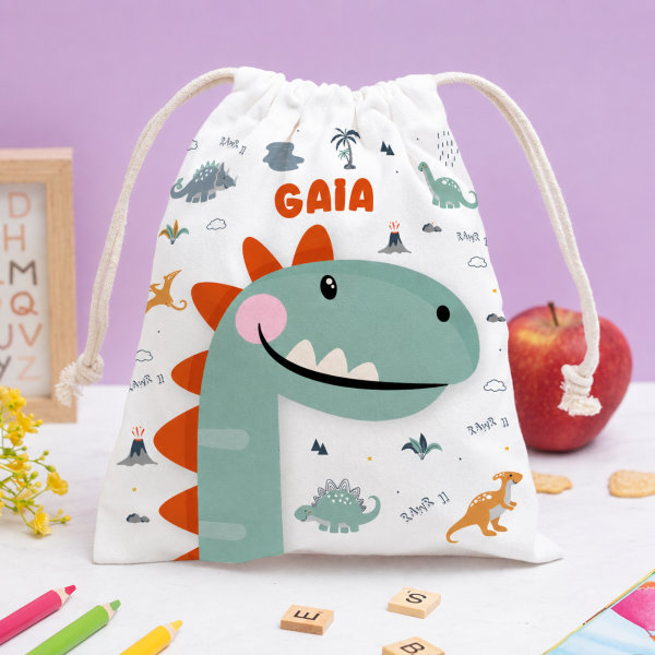 Sacchetto Porta Merenda per Bambini Animali Colorati Personalizzato
