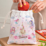 Sacchetto Porta Merenda per Bambini Fate Personalizzato Miniatura di Sacchetto Porta Merenda per Bambini Fate Personalizzato