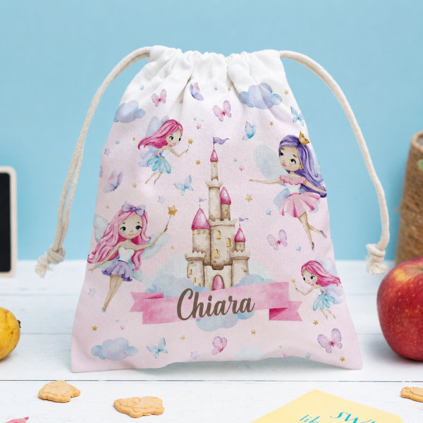 Sacchetto Porta Merenda per Bambini Fate Personalizzato