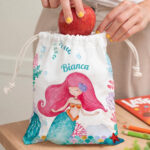 Sacchetto Porta Merenda per Bambini Sirenetta Personalizzato Miniatura di Sacchetto Porta Merenda per Bambini Sirenetta Personalizzato