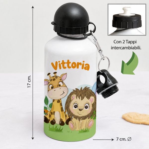 Borraccia per Bambini Animali della Giungla Personalizzata
