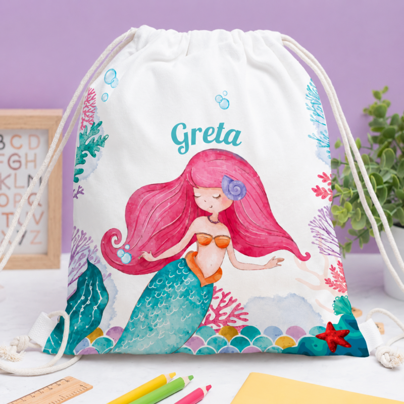Zaino a Sacca per Bambini Sirenetta Personalizzato