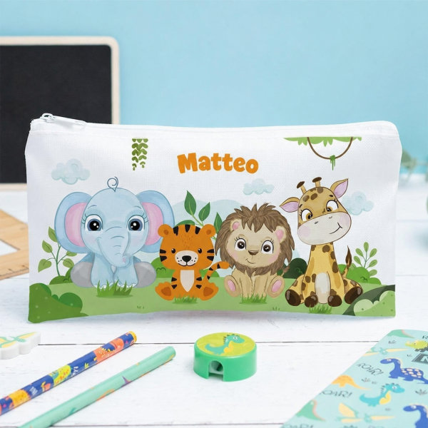 Astuccio per Bambini Animali della Giungla Personalizzato