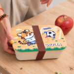 Miniatura di Portapranzo per Bambini con Coperchio in Legno Calcio Personalizzato