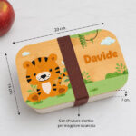 Miniatura di Portapranzo per Bambini con Coperchio in Legno Animali della Giungla Personalizzato