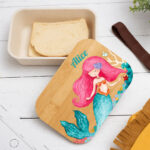 Miniatura di Portapranzo per Bambini con Coperchio in Legno Sirenetta Personalizzato