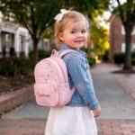 Miniatura di Zainetto per Bambini Rosa con Foglie e Nome personalizzato