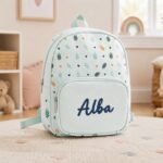 Miniatura di Zainetto per Bambini Verde con Foglie e ome personalizzato