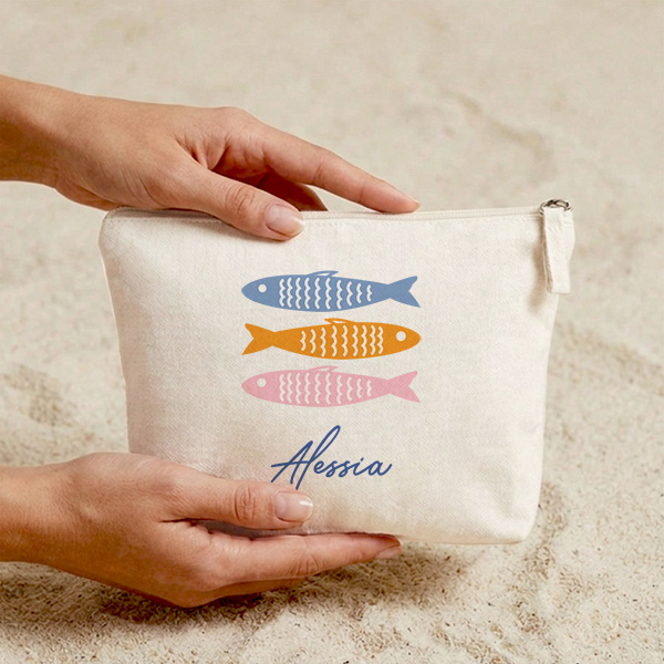 Beauty Case Pesci Colorati con Nome Personalizzato