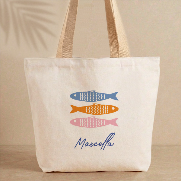 Tote Bag Pesci Colorati con Nome Personalizzato