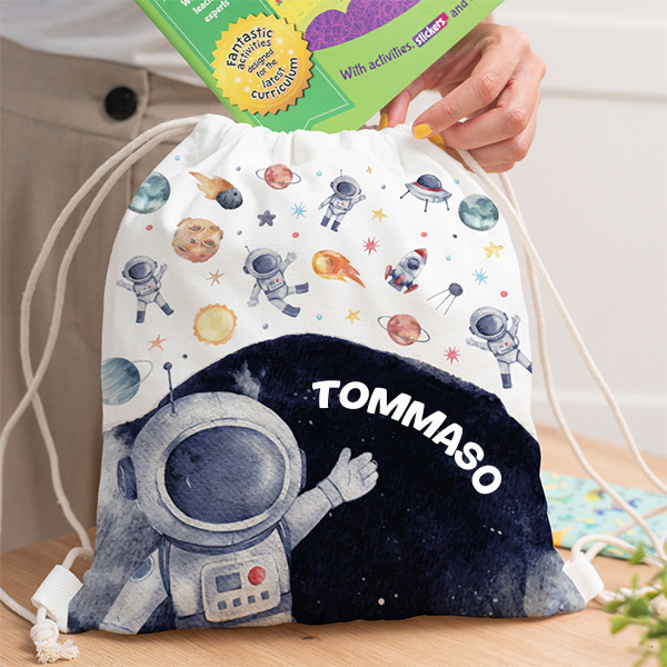 Zaino a Sacca per Bambini Astronauta nello Spazio Personalizzato