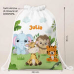 Miniatura di Zaino a Sacca per Bambini con Animali della Giungla personalizzato