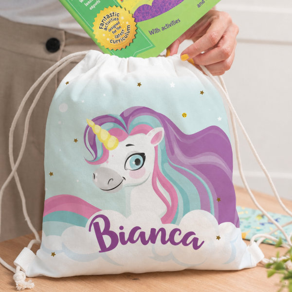 Zaino a Sacca per Bambini con Unicorni Colorati personalizzato Zaino a Sacca per Bambini con Unicorni Colorati personalizzato