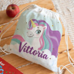 Miniatura di Zaino a Sacca per Bambini con Unicorni Colorati personalizzato