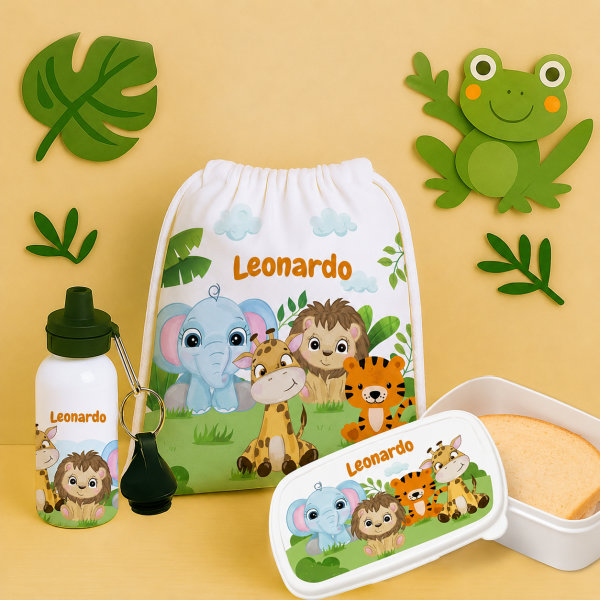Set Scuola per Bambini Animali della Giungla Personalizzato