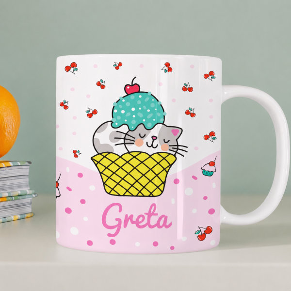 Tazza Infrangibile per Bambini Gattini con Nome Personalizzata