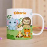 Miniatura di Tazza per Bambini Infrangibile con Animali della Giungla e Nome personalizzata