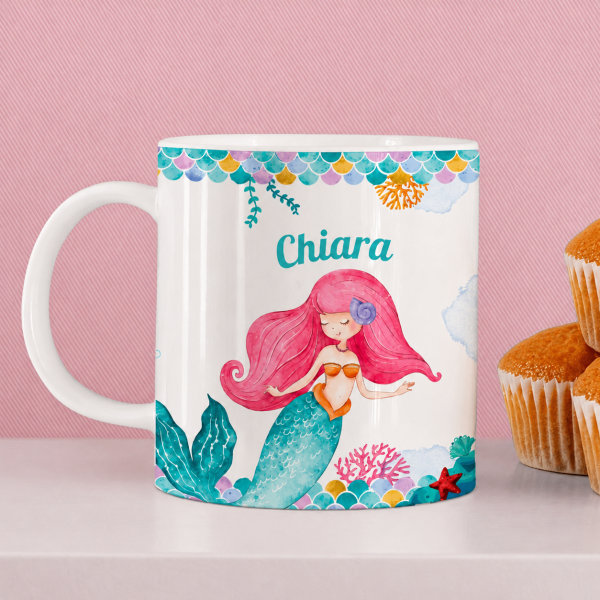 Tazza Infrangibile per Bambini Sirenetta con Nome Personalizzata